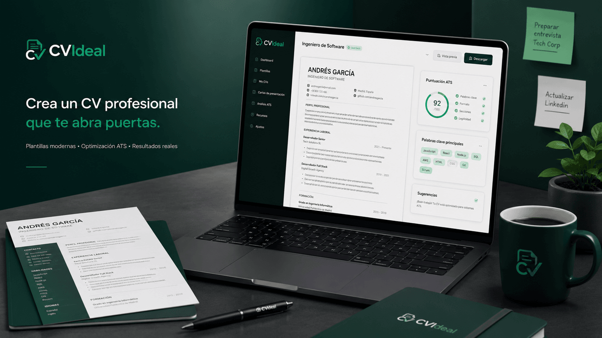 Persona organizando un CV profesional con estructura clara